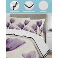 thumbnail image 4 of Purple Tulip Flower Full Size Down Alternative Comforter, Lightweight Comforter Quilt Bedding Set with Pillow Shams Aesthetics Farmhouse Floral Plant All Seasons Bed Comforter Duvet Insert 78"x90", 4 of 7