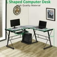 thumbnail image 6 of L Shaped Computer Desk with Keyboard Tray L-Shaped Home Office Desk Corner Desk with Scratch-Resistant Glass Top Table for Home Office Study, Clear, 6 of 7