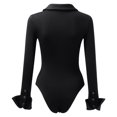 thumbnail image 3 of Aayomet Bodysuit For Women Jumpsuit Women's Solid Color Button Down Long Sleeve Jumpsuit,Black S, 3 of 4