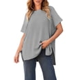 thumbnail image 2 of UQJfacai Womens Oversized Shirts Crewneck Batwing Short Sleeve Sweater Causal Tunic Tops Summer Sweaters for Women S-3XL, 2 of 7