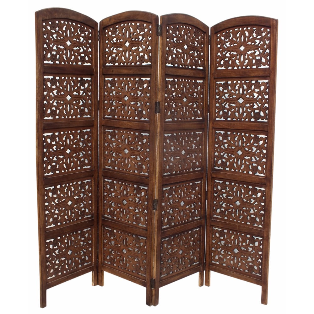 The Urban Port Handmade Foldable 4 Panel Wooden Partition Screen Room