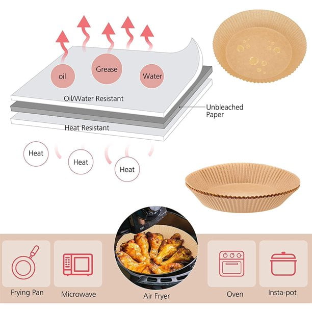 Power XL Air Fryer Liners Disposable (Fits 5-8 QT) – 100 Pcs Non-Stick Air  Fryer Disposable Paper Liners for Power xl, Ultrean, Gourmia Air Fryer