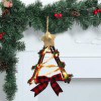 Coronas navideñas para la puerta de entrada, adorno colgante de ratán navideño con luz LED para decoración de fiestas navideñas