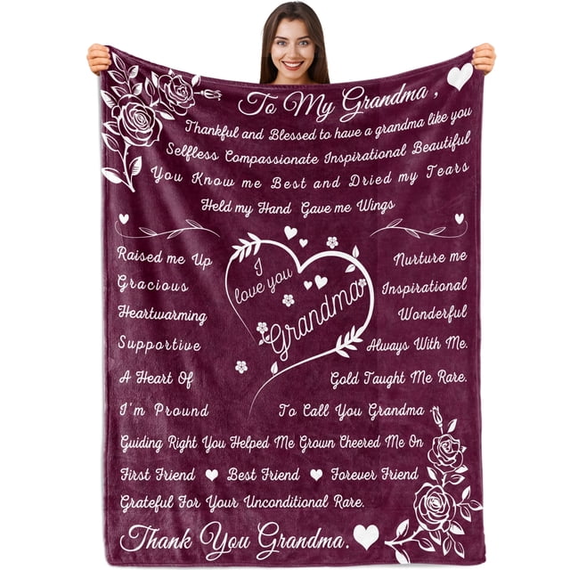 LHSHID Gifts for Grandma Birthday Gifts for Grandma I Love You Grandma Gift Blanket with Printed Blanket Unique Grandma Gift from Granddaughter or Grandson Thanksgiving Christmas 50x60in