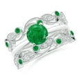 thumbnail image 4 of Angara Natural 0.14 Ct. Emerald with Diamond Fashion Ring in 14K White Gold for Women (Ring Size: 12), 4 of 11