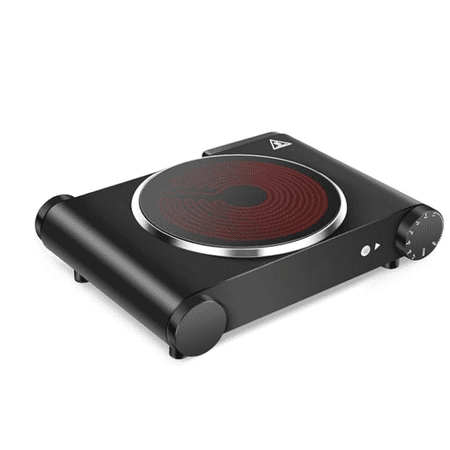 Portable Electric Stove, 1200W Infrared Single Burner Heat-up In Snds, 7 Inch Ceramic Glass Single Hot Plate Cooktop for Dorm Office Home Camp, Compatible w/All Cookware - Upgraded Version
