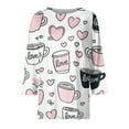 thumbnail image 3 of Fgvctg Womens Plus Size Valentine's Day Tops Casual 3/4 Length Sleeve Crewneck Shirts Cute Date Night Pullover Tops Plus Size Cute Love Heart Print Blouses Gifts for Women Deep Red M, 3 of 5
