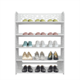 thumbnail image 2 of Hassch Wood-Plastic Freestanding Shoe Rack, 5-Tiers Shoe Storage Organizer, Shoe Shelf with Hollow Carved Design, Space Saving, White, 2 of 6
