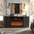 thumbnail image 3 of SinCiDo Fireplace TV Stand for TVs up to 80 Inches, Farmhouse Entertainment Center w/36 Electric Fireplace & 4 Faux Double Drawers, Large Media Console Cabinet for Living Room, 70 Inch, Dark Grey, 3 of 7