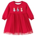 thumbnail image 4 of Ulitacool Christmas Outfits For Girls Long Sleeve Velvet Party Dress For Festive Season Winter Warm Lined Childrens Formal Attire Fall Winter Basic Clothes Red 18-24 Months, 4 of 8