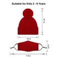 thumbnail image 5 of Kids Pom Pom Beanie Boys Girls Warm Lined Knit Winter Hat Beanie Mask Set_Red, 5 of 6