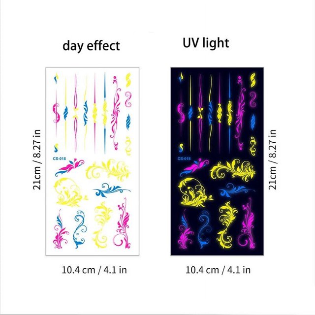 Pegatinas temporales de luz UV A prueba de agua, luminosas, brillan en la oscuridad, fiesta nocturna, Bar, cara, cuerpo, tatuaje, decoración