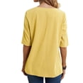 thumbnail image 4 of DYMADE Summer Half Sleeve Linen Shirts Loose Fit Casual Irregular Hem Blouse Women, 4 of 4