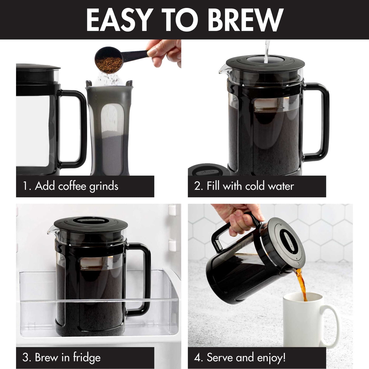 Primula Logan 1.6 qt Black/Clear Cold Brew Coffee Maker