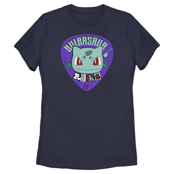 Women's Pokemon Bulbasaur Rocks Graphic Tee Navy Blue X Large