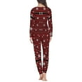 thumbnail image 4 of Renewold Cute Snowman Snowflake Long Sleeve Pajamas Set for Women Size 3XL Christmas Red Black Stripes Long Sleeve Shirt Home Wear Loose Daily Wear Clothing, 4 of 5
