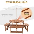thumbnail image 4 of Outsunny Wooden Patio Dining Set, Outdoor Table and Benches Set, Brown, 4 of 10