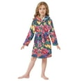 thumbnail image 6 of FORMRS Niños Bathrobe Unisex Hooded Robe Soft Plush Pajamas Sleepwear, Size 2-3T, Ethereal Floral Harmony, 6 of 7