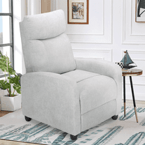 Magshion Adjustable Single Sofa Chair Recliner Chair for Adult, Modern Breathable Cotton-linen Fabric Reclining Chair for Living Room, Light Gray