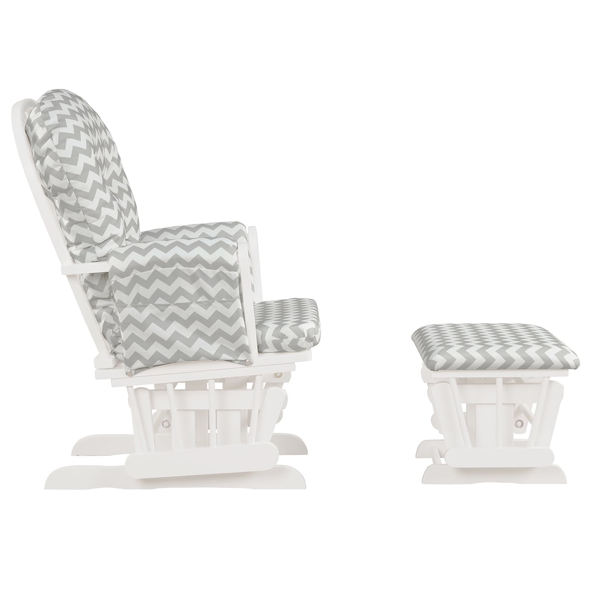 Topbuy Rocking Chair Baby Nursery Chair Glider with Ottoman &Storage Pocket Grey+ White