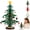 Green, variant on Wooden Advent Calendar Tree, 24 Day Countdown Tabletop Set with 30 Ornaments for Holiday Home Desk