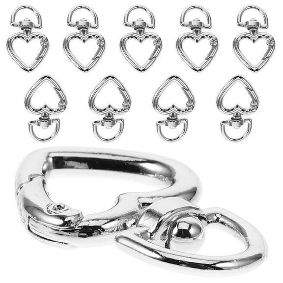 WHAMVOX  10 Pcs Carabiner Clip Small Stainless Heart Keychain Travel