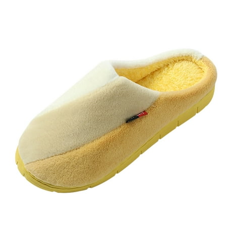 

Pgeraug womens slippers Mens Women s Cute Bowknot Warm Cotton Soft Home Slippers Indoor Outdoo mens slippers Yellow 40-41