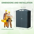 thumbnail image 5 of 5x3FT Outdoor Metal Storage Shed with Lockable Doors and Frame Floor for Garden, Backyard, Swimming Pool, Patio Utility and Tool Storage, 5 of 7
