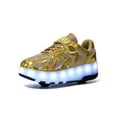 thumbnail image 4 of Daeful Youth Skate Shoes with Wheels Sneakers Luminous Trainers Breathable LED Light Kids Comfort Roller Shoes Golden 12C, 4 of 9