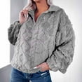 thumbnail image 2 of GigrtiJin Women's Oversized Plush Thick Warm Jackets Long Sleeves 1/4 Zipper Lapel Fleece Solid Color Loose Tops, 2 of 5