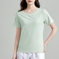thumbnail image 5 of Fglymey Women's Lightweight Short-Sleeve T-Shirt, Classic Loose Crewneck Solid Color Tee Shirt Green 2XL, 5 of 5