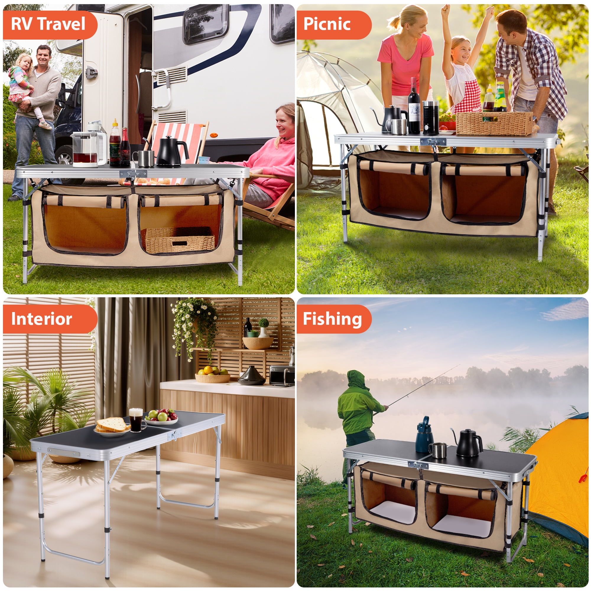 VECUKTY Portable Folding Camping Table Set with Storage VECUKTY Portable Folding Camping Table Set with Storage