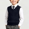 thumbnail image 3 of Qingpeng Boys Girls V Neck Pullover Vest Sleeveless School Top with Cable Texture Design, 3 of 5