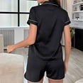 thumbnail image 5 of BLVB Women's Silk Satin Pajamas Set Short Sleeve Button down Shirts Sleepwear Shorts Pj Sets Two-Piece Loungewear, 5 of 5