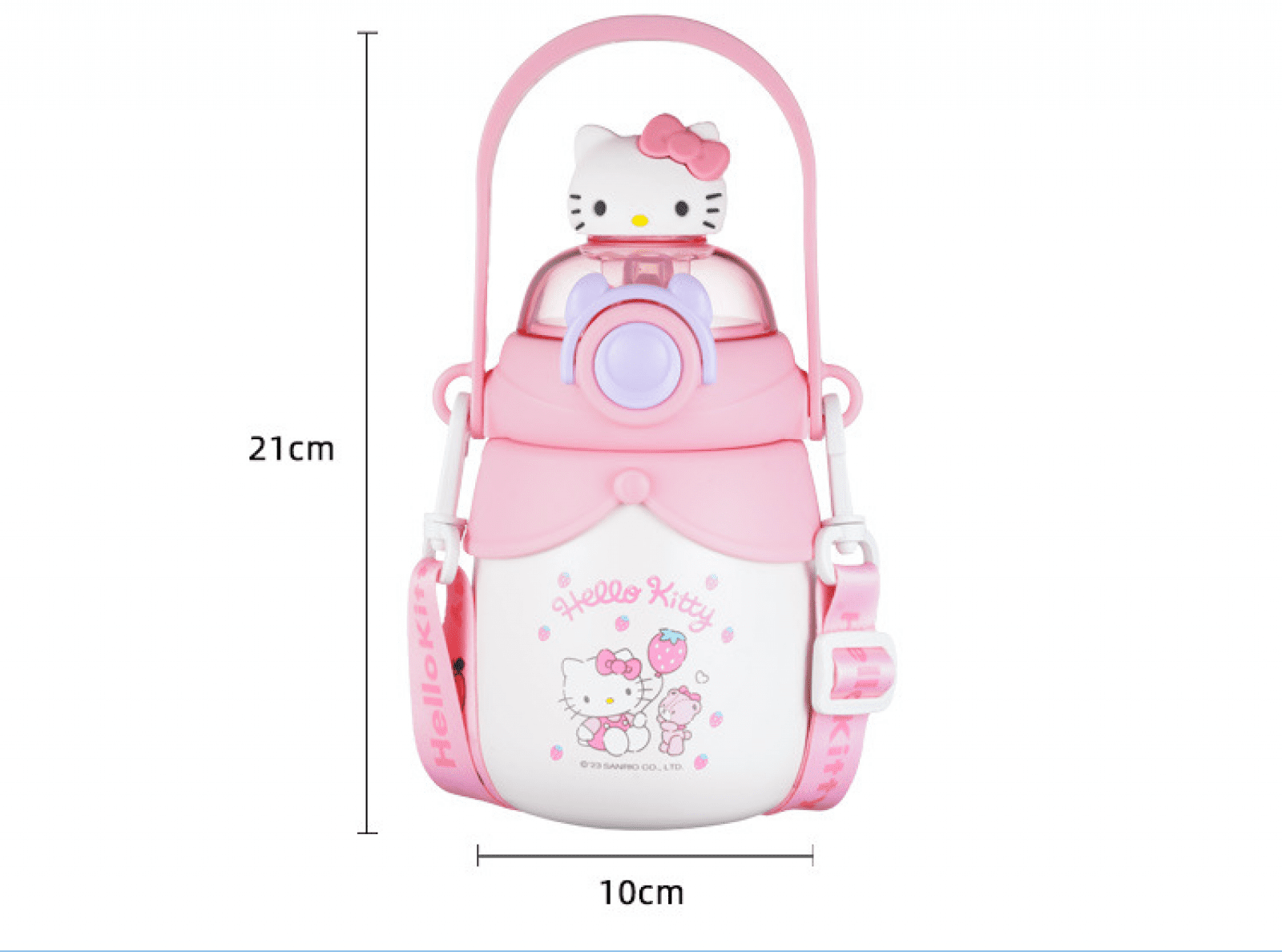 YOSENING 600ml Hello Kitty Cartoon Cat Thermos Cup - Vacuum Insulated Water Bottle with Straw QQH624-574