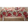 thumbnail image 2 of Serafina Home Poinsettia Christmas Fabric Tablecloth: Festive Holiday Floral Holly Berry Pinecone Design (60"x 104" inch), 2 of 5