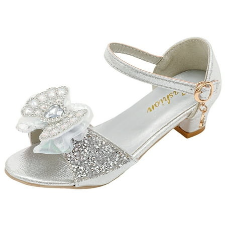 Girls Sandals Little Girls Princess Wedding Sandals Children s High Heels Dress Shoes Performance Evening Party Flower Girl Formal Dress Shoes Toddler Big Kid Toddler