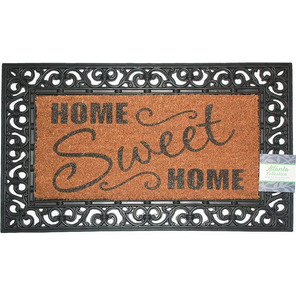 Printed Grill Brush Coir Outdoor Welcome Mat, Durable Entry Rug Atlanta Collection 18" x 30" (Home Sweet Home)