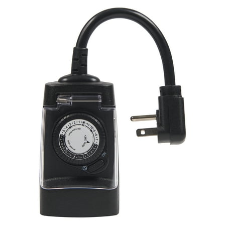 Hyper Tough Single Outlet All-Weather Timer with 3-Prong Outlet, 6-Inch Cord, 15 Amps