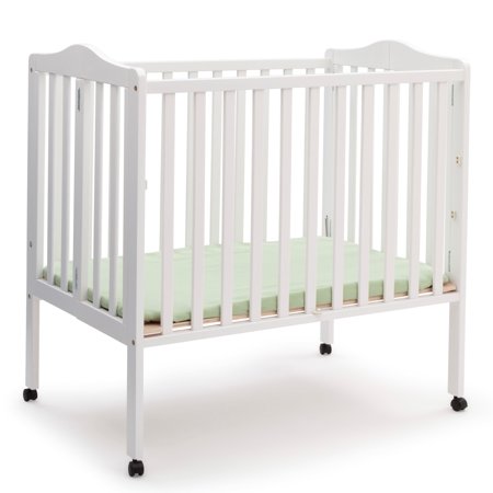 Delta Children Folding Portable Mini Crib with Mattress White