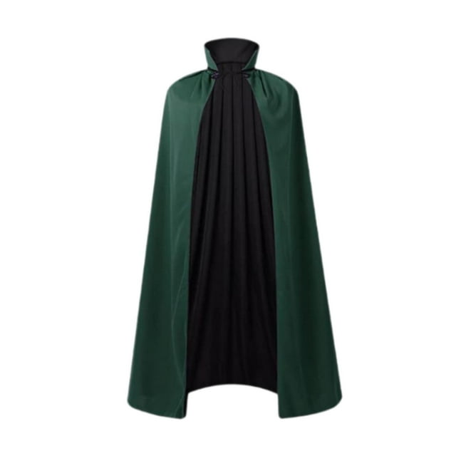 BELOVING Cape d'Halloween Cape de Diable Cape de Magicien Cape Confortable Douce Cape Réversible Noir Vert