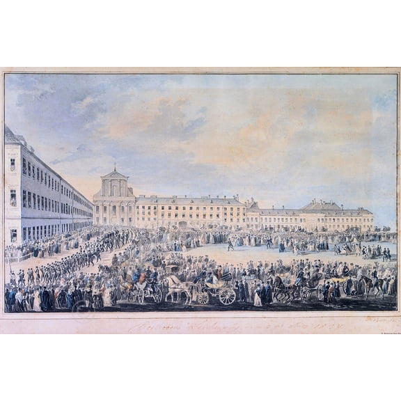 24x36 gallery poster, Beethoven's funeral procession watercolour by F. X. Stoeber