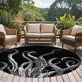 thumbnail image 4 of Black Octopus Coastal Round Area Rug 5Ft Washable Circle Rugs for Living Room Bedroom, Nautical Ocean Modern Abstract Art Non-Slip Carpet Floor Mats Indoor Outdoor Carpet Runner Aesthetic Home Decor, 4 of 8