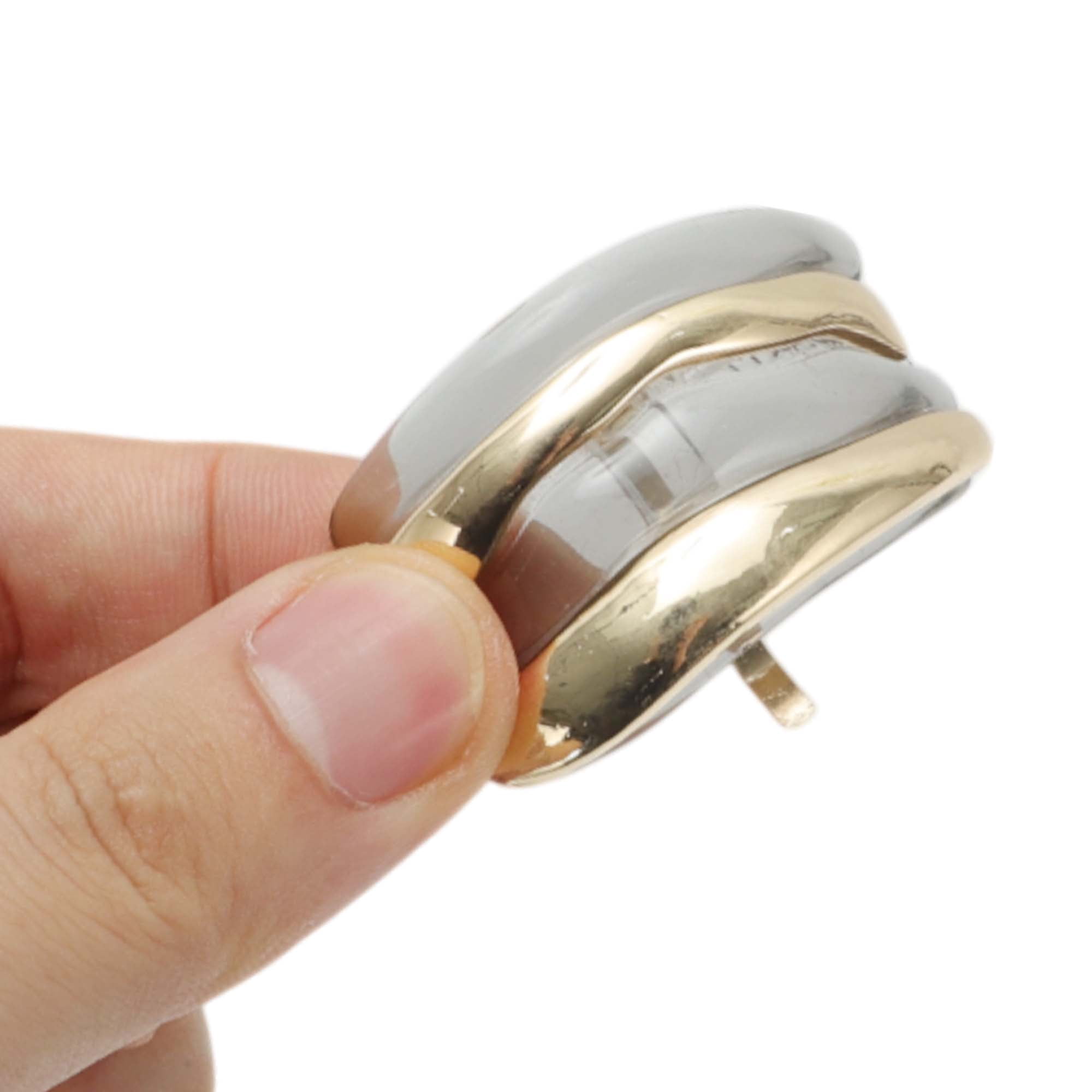 Unique Bargains Horizontal Stripes Ponytail Buckle Hair Clip for Women Gold Tone, Gray