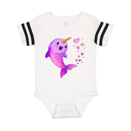 

Inktastic Valentine s Day Cute Pink Narwhal with Hearts Gift Baby Boy or Baby Girl Bodysuit