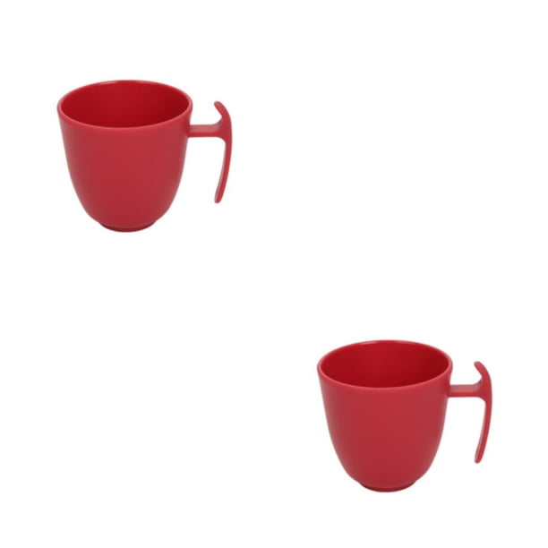 Inteprter Taza de café de plástico, redonda, Universal, protección contra caídas, tazas, tazas de agua suave, barra de leche para boda, Rojo 2piezas