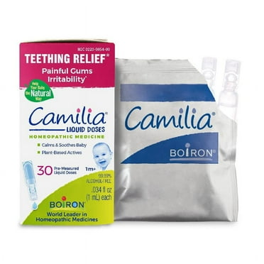 Boiron Camilia Teething Relief for Irritability, Painful Gums, 30 Liquid Doses .034 fl oz, for Childrens Health