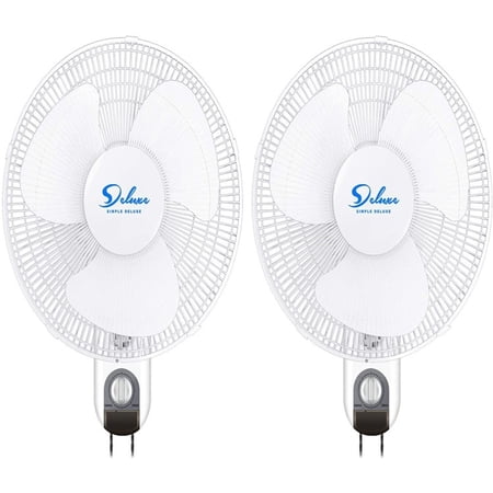 SUGIFT Household Wall Mount Fans 16In Adjustable Tilt Quiet Operation Household Wall Mount Fans Oscillatin 90 Degree  3 Speed Settings 2-Pack White