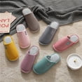 thumbnail image 4 of Pantuflas clásicas para hombre, pantuflas cálidas de algodón para invierno para hombre, pantuflas de interior antideslizantes a rayas resistentes al desgaste para parejas y mujeres, 4 of 5