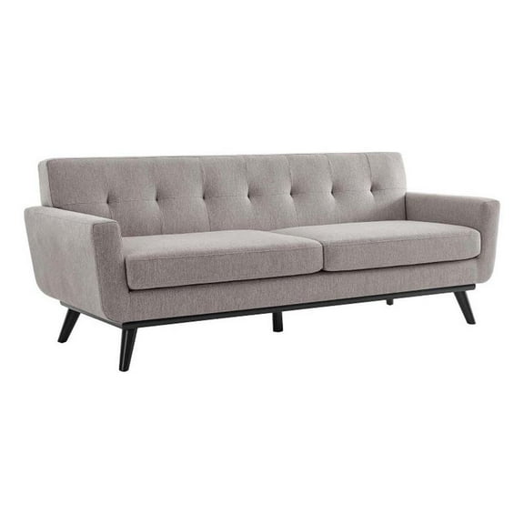 Pemberly Row Modern Tufted Back Textured Fabric Sofa in Light Gray